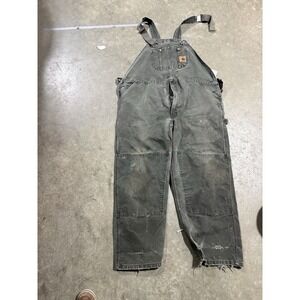 Vintage Carhartt Black Duck Bib Overalls Distressed Faded 42x30 USA‎